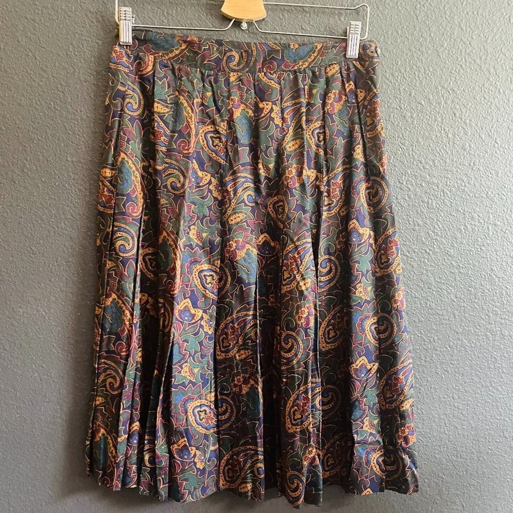 Herman Geist Women's Vintage Paisley Pleated Skirt Size 12 - Picture 3 of 12